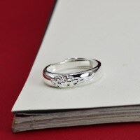 wholesale 925 Sterling Silver Lotus Flower Ring, Fashion Retro Chinese Style Open Adjustable Ring, Minimalist Niche Unisex Band-Silver model (2000065) &gt; Adjustable opening