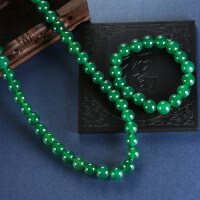 S925 Silver Green Chalcedony 10MM Buddha Bead Ruyi Necklace-Buddhist prayer bead bracelet 16CM-SL032  Natural chalcedony