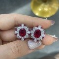 wholesale S925 Sterling Silver Ring for Women with Lab-Grown Ruby and Full Diamond Set, TikTok Live Hot Seller Direct from Manufacturer-0-2