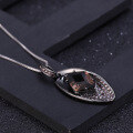 wholesale 925 Silver Italian Craft Original Designer Gemstone Necklace with Natural Tea Quartz Pendant-0-3