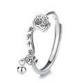 wholesale S925 Silver Fashion Retro Safety Lock Bead Pendant Minimalist Trendy Versatile Design Open Ring-0-4