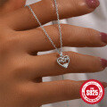 wholesale S925 Sterling Silver Heart-shaped English Letter Pendant Necklace with Diamond, Amazon Best-Seller-0-3