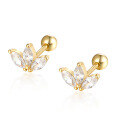 wholesale S925 Sterling Silver Small and Delicate Waterdrop Petal Zircon Stud Earrings with Nut Backings, Fresh and Cute-0-0