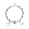 wholesale S925 silver retro distressed love smiley face multi-accessory trendy bold bracelet-0-4