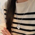 wholesale S925 Sterling Silver Irregular Heart Necklace for Women, Designed to be Unique and Niche, Luxurious High-End Sweater Chain-0-3