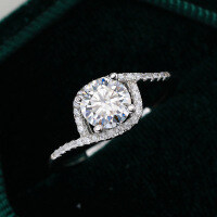 S925 Silver Moissanite Ring 1ct Four-Prong Classic Wholesale-1 carat (empty setting)  Hong Kong number 12