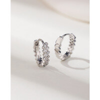 wholesale S925 Sterling Silver Diamond-Studded Hoop Earrings for Women, Luxurious Minimalist Circle Earrings, Small Niche Design Elegant Hoop Ear Clips-Circle earrings platinum &gt; 925 silver