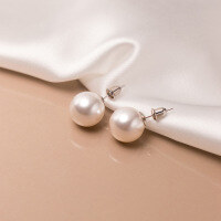 wholesale S925 silver Swarovski large round strong luster pearl earrings high-end earrings M01570-S925 Silver Domestic Shijia Pearl 4MM (excluding ear plugs)  925 Silver