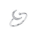 wholesale S925 sterling silver zirconia moon ring sweet and fresh minimalist luxury adjustable open ring accessory-0-0
