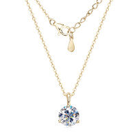 S925 Silver D Color Moissanite Three-Prong Single Stone Pendant Necklace-2-carat three-prong solitaire necklace [K gold]  925 silver