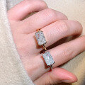 wholesale S925 Sterling Silver Gold-Plated 7*11mm Rectangular Ice-Cut Ring, Everyday European and American Style-0-1