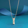 wholesale S925 silver gold-plated three-diamond bar pendant necklace for women, designed for cross-border bestsellers-0-5