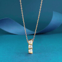 wholesale S925 silver gold-plated three-diamond bar pendant necklace for women, designed for cross-border bestsellers-N499 Gold &gt;925 Silver