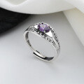 wholesale S925 Sterling Silver Palace Style Double Layer Purple Zircon Pattern Ring Ins Korean Fashion Elegant Index Finger Ring-0-0