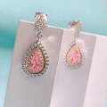 wholesale 925 Sterling Silver Zhu Zhifan Jewelry Elegant and Fresh Pear-shaped Pink Diamond 4*7mm Earrings, Simple and Luxurious Stud Earrings-0-3