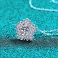 S925 Sterling Silver Moissanite Women's Pendant Necklace, Pentagonal Fashion Choker-0-0