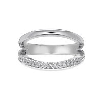 wholesale 925 Sterling Silver Geometric Minimalist Style Irregular Stackable Ring for Women, Small and Unique-Platinum DY121417-SW-WH 7