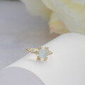 wholesale 10K Gold New Gemstone Ring Light Luxury Set with Natural Aquamarine Ice Transparent Elegant Vintage Ring for Women-0-2