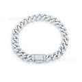 wholesale 925 Silver Hip Hop Cuban Unisex Bracelet with 8MM Moissanite Hot-selling Silver Bracelet for Cross-border E-commerce Live Streaming-0-5