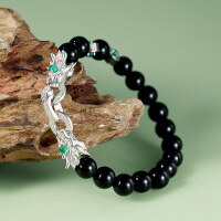 wholesale S925 Sterling Silver Agate Bracelet for Women, Summer Versatile Dragon Clasp Adjustable Chain, Gift for Girlfriend or Best Friend Wholesale-Platinum color, approximately 18.6cm long (non-elastic rope)