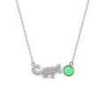 wholesale S925 Sterling Silver Opal Cute Cat Minimalist Versatile Necklace for Women Choker-0-4