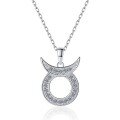 wholesale S925 Sterling Silver Cross-Border Zodiac Taurus Full Moissanite Pendant Unique High-End Feel Necklace Wholesale-0-1