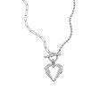 wholesale S925 Sterling Silver 425 Korean Version Ins Small Design Minimalist Versatile Heart Ballpoint Chain OT Buckle Textured Necklace for Women-0-5