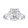 wholesale 925 Sterling Silver 4ct Square Diamond Ring High-End 8*11 Square Flame Ice Flower Cut Ring for Europe and America-0-5