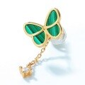 wholesale S925 Sterling Silver with Green Malachite Japanese Korean Sweet Forest Style Butterfly Earrings Women's Valentine's Day Gift-0-4