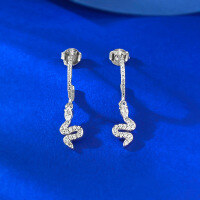wholesale S925 Sterling Silver Exquisite Full Diamond Snake Stud Earrings, Luxury Design, Fashionable and Elegant, Live Streaming Collection for Women-E639 Snake Earrings 925 Silver