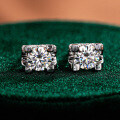 925 Silver Bull Head Earrings with Moissanite, Simple Wedding Gift-0-0