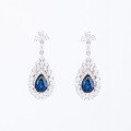 wholesale S925 silver plated with 18k gold, cultivated sapphire teardrop 2-carat earrings, TikTok's same style high-end banquet earrings for wealthy women-0-5