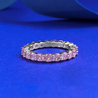 wholesale S925 Silver European and American Style Full Diamond Row Ring with Pink Diamonds, Simple Daily Versatile Ins Style-R1396 Pink Diamond Ring Size 8