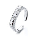 wholesale S925 Sterling Silver Irregular Textured Open Ring, Creative and Stylish European and American Minimalist Style Ring for Women-0-4