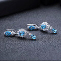 wholesale 925 Silver Light Luxury Designer Natural Topaz Earrings, High-End Sense Inlaid with Natural Gemstone Ear Drops-0-2