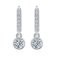 wholesale 18k Gold Plated S925 Silver 35mm Round Moissanite Bubble Earrings in Minimalist Instagram Style-20 points*2+0.21ct full Moissanite