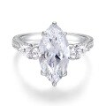wholesale 925 Sterling Silver 7ct Full Diamond Marquise Halo Cubic Zirconia Ring for Women Cross-Border Wholesale-0-7