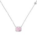 wholesale S925 Sterling Silver Nordic Hit Women's Exquisite Heart Square Sugar Ice-Cut Pink Diamond Embedded 8A Zircon Collarbone Necklace-0-8
