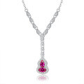 wholesale S925 Sterling Silver Gold-Plated, New Pink Corundum Small Gourd Pendant Necklace, Artificial Simulated Gemstone Jewelry for Women-0-4