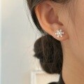 wholesale Sterling Silver S999 Snowflake Inlaid Stone Ear Studs for Women, Minimalist and Fashionable, Niche and Exquisite, Ear Piercing Friendly, Versatile Earrings-0-2