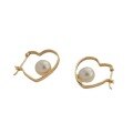 wholesale S925 Silver Plated 14k Gold Small Niche High-end Sweet Style Heart Pearl Earrings-0-4
