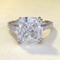 wholesale S925 Silver Zhuo Zhifan New High-Carbon Imported Diamond 10*10mm Wide Square Ring for Women, Trendy and Versatile-R737 White Diamond No.7