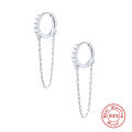 wholesale S925 Sterling Silver Circular Diamond-Studded Fringe Chain Ear Clasp, Cross-Border Bestseller, Fashionable and Creative INS Earrings-0-6
