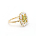 wholesale S925 Gold-Plated Silver Japanese Light Luxury Spring New Collection Peridot Geometric Minimalist Ring Factory Wholesale-0-1