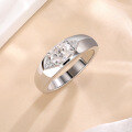 wholesale S925 sterling silver plated with 18K gold, 5*7mm oval-cut 1-carat moissanite unisex couple ring-0-1