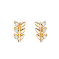 wholesale Metal material: S925 silver plated with 14K gold, French light luxury leaf design white zircon ear studs-0-0
