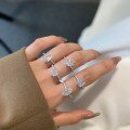 wholesale S925 Sterling Silver Ring for Women with High Carbon Diamond, Fashionable and Light Luxury, 8A Rhombus Ice Flower Cut Zircon Jewelry-0-3