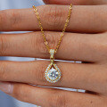 14K Gold Plated 925 Silver Moissanite Teardrop Pipa Pendant Necklace-0-4