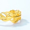 wholesale S925 gold-plated new Japanese and Korean minimalist fashion trendy feather ring for women, cross-border bestseller-0-3