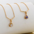 wholesale S925 silver electroplated 14K gold Japanese-style luxury natural gemstone necklace-0-2